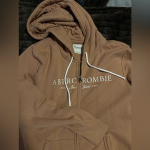 Tan Abercrombie & Fitch Classic Logo Zipup Hoodie